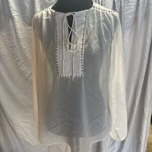 Filly Flair Sheer White Blouse with Stud Accents